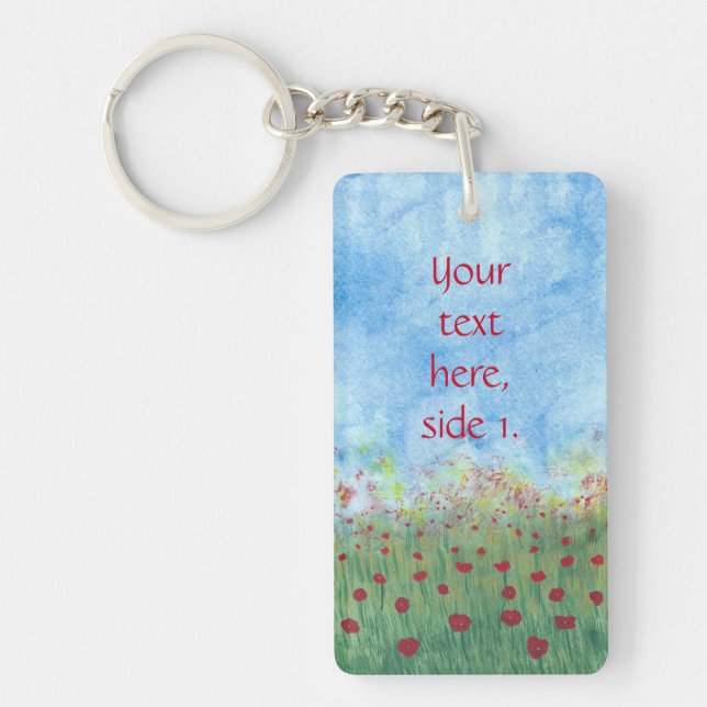 Your words Red Poppies Keychains (Front)