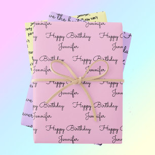 Your Words with Her Name Birthday Gift Wrapping Pa Paper Sheet