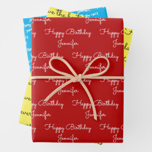Your Words with Her Name Birthday Gift Wrapping Pa Paper Sheet
