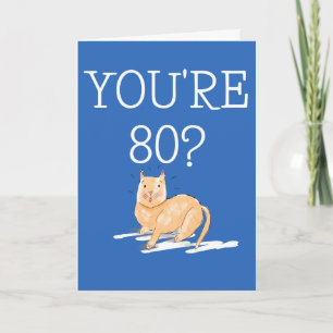 You're 80? Funny Surprised Cat 80th Birthday Card 
