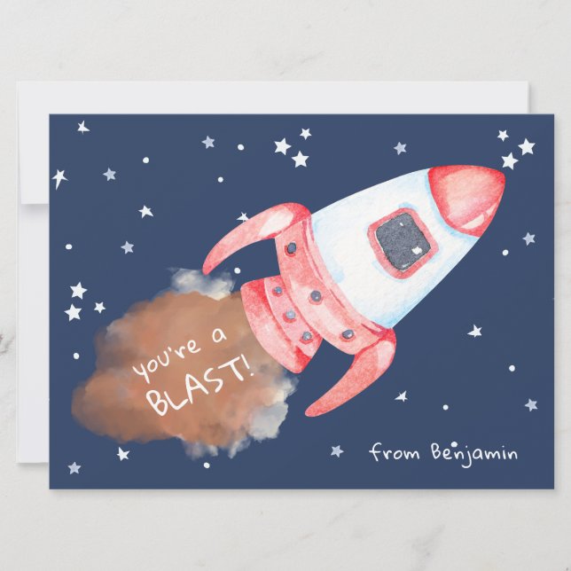 You're A Blast Space Rocket Valentine Card (Front)