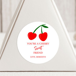 You're a Cherry Sweet Friend Valentine Classic Round Sticker