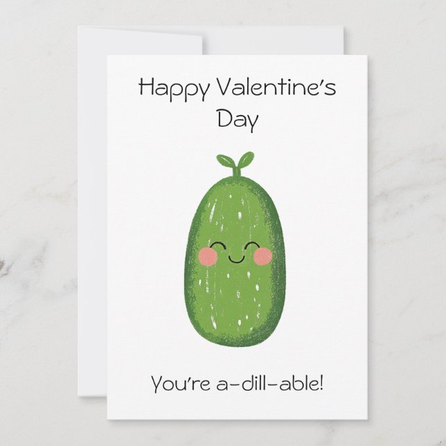 You're A-Dill-Able! – Funny Pickle Valentine’s Day Card (Front)