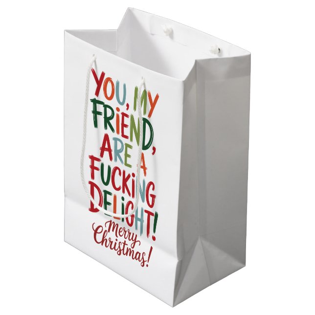 You're A Fcking Delight Merry Christmas BFF Medium Gift Bag (Front Angled)