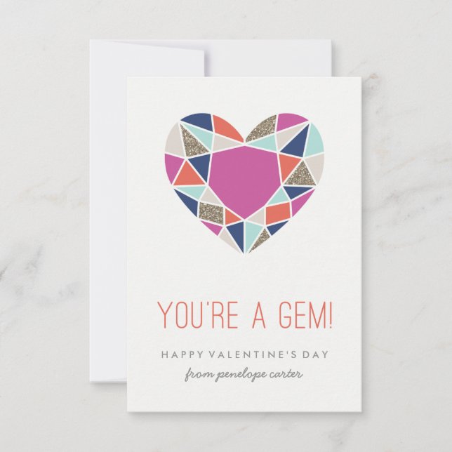 You're a Gem Classroom Valentine - Cobalt Invitation (Front)