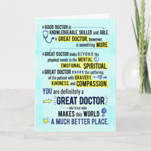 You're a Great Doctor, Making World a Better Place Card