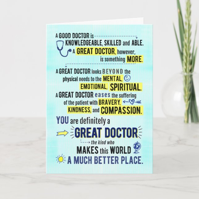 You're a Great Doctor, Making World a Better Place Card (Front)