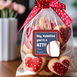 You're A Hit Valentine Baseball Favour Square Sticker