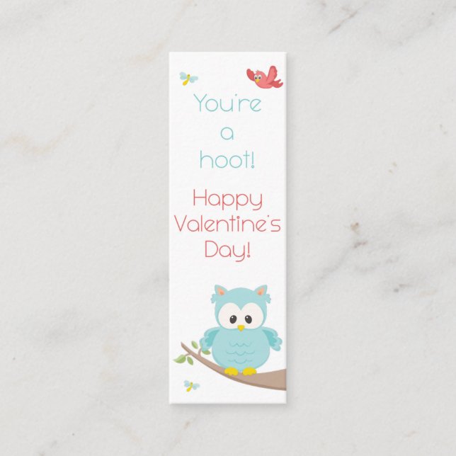 You're a Hoot!  Owl Valentine Bookmark Mini Business Card (Front)