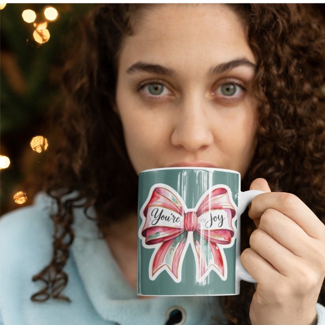 You're A Joy Mug (Empower someone special this holiday with this watercolor bow, "You're a joy" mug! )