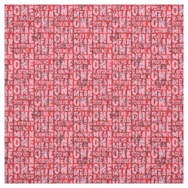 You're a Mean One Mr. Grinch Red Pattern Fabric (Swatch)