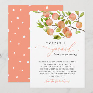 You're A Peach Baby Shower Thank You Card
