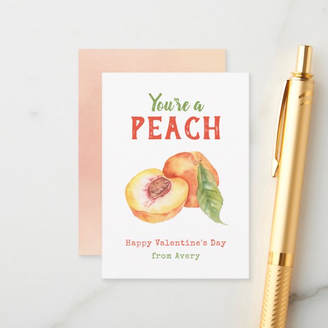 You're a Peach Kids School Valentine's Day Cards (Front/Back In Situ)
