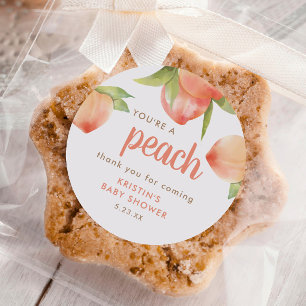 You're A Peach Thank You For Coming Baby Shower Classic Round Sticker