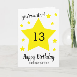 You're a star 13th Birthday Card