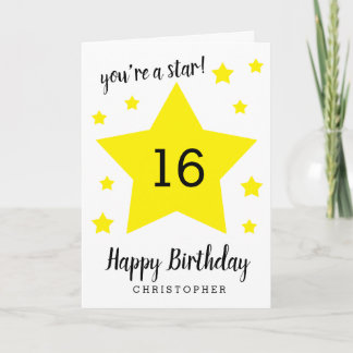 You're a star 16th Birthday Card