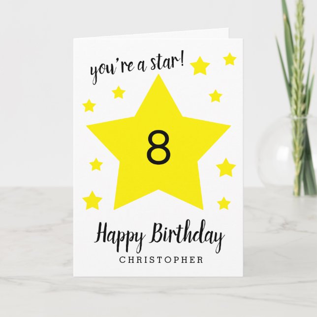 You're a Star 8th Birthday Card (Front)