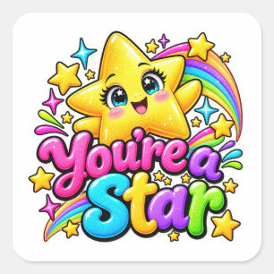 You're a Star Cute Rainbow Design Square Sticker