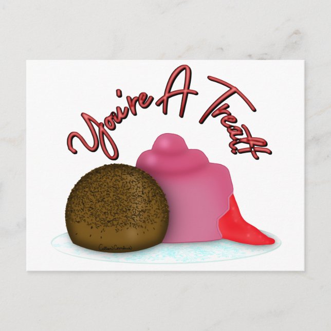 You're A Treat Filled Strawberry Valentine's Day Postcard (Front)
