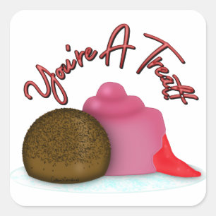 You're A Treat Filled Strawberry Valentine's Day Square Sticker