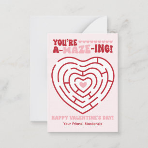 You're Amazing Maze Classroom Valentine Card