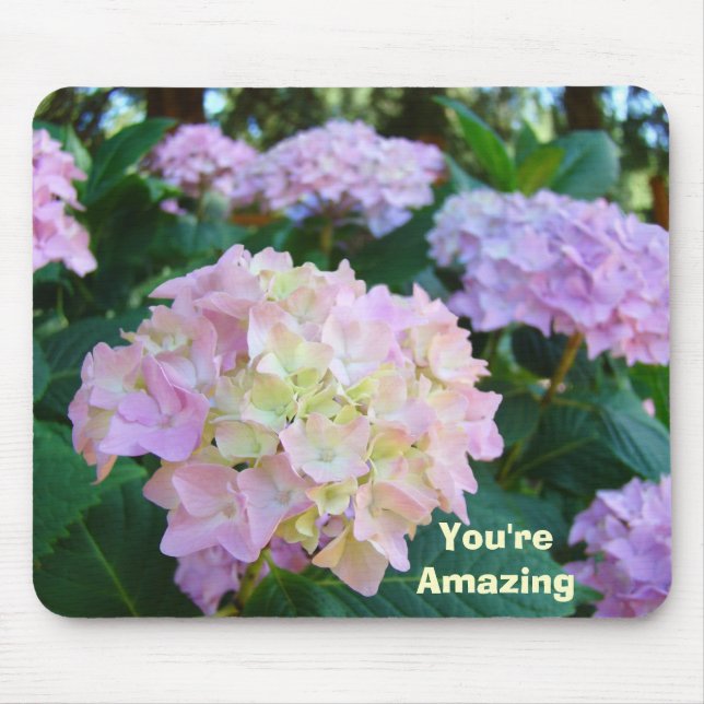 You're Amazing! mousepad gifts Pink Hydrangeas (Front)