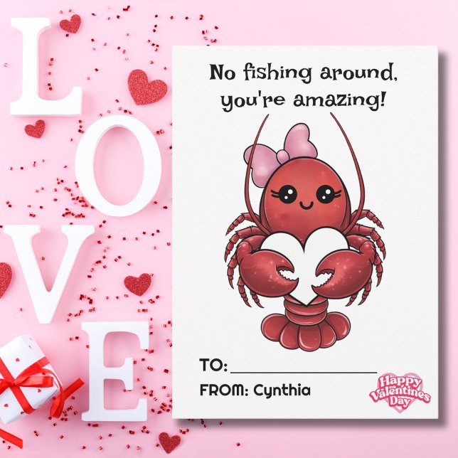You're Amazing, Red Lobster, Kids Valentine's Day Holiday Card (Creator Uploaded)
