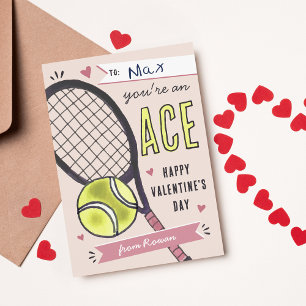 You're An Ace Tennis Classroom Valentines Day Card