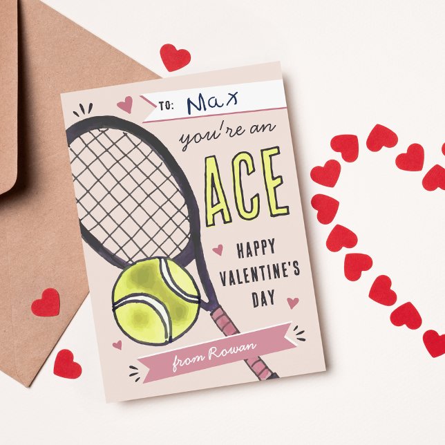 You're An Ace Tennis Classroom Valentines Day Card (Creator Uploaded)