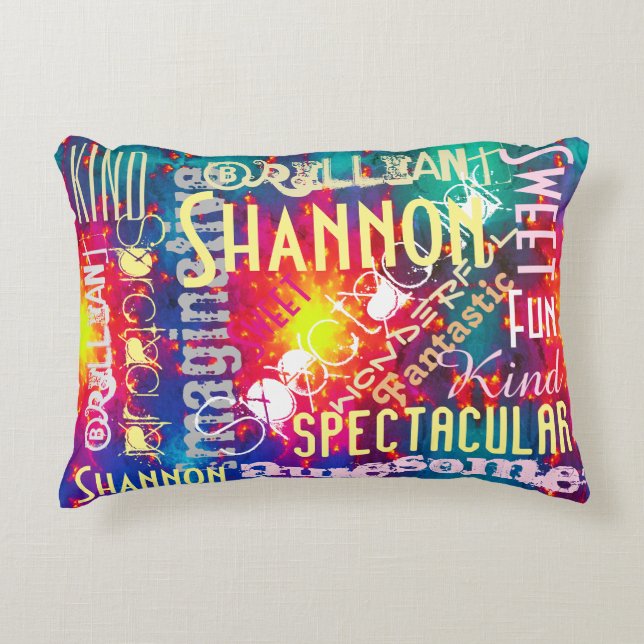 You're Awesome! Personalised  Name Words Collage Decorative Cushion (Front)