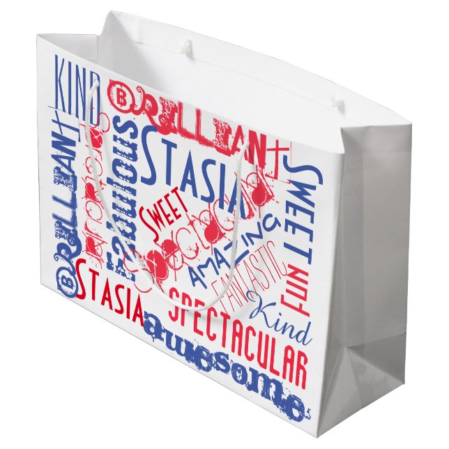 You're Awesome! Red White and Blue Personalised Large Gift Bag (Back Angled)