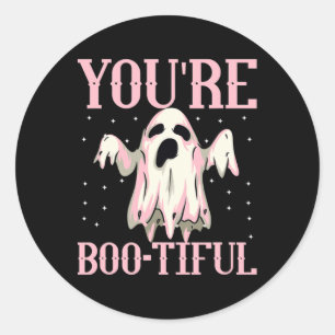 You're Boo-tiful Cute Halloween Boo Ghost Funny Co Classic Round Sticker