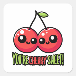 You're Cherry Sweet! Cute Cherry Pun Square Sticker