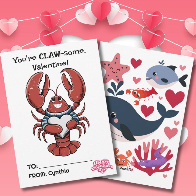 You're CLAW-some Red Lobster, Kids Valentine's Day Holiday Card (Creator Uploaded)
