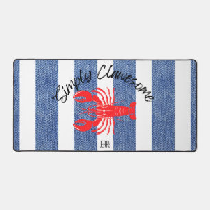 "You're Clawesome" Red Lobster on Denim Print Desk Mat