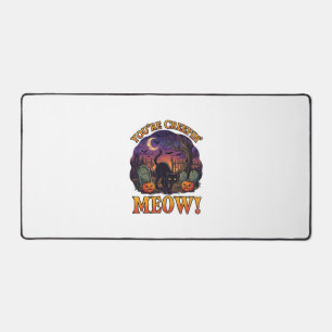 Youre Creepin Meow Halloween Black Cat Pumpkins Gr Desk Mat