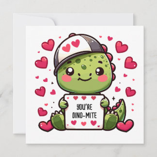 You're Dino-mite! - Cute Dinosaur Valentine's Card