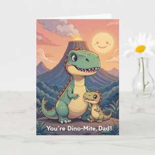 Youre Dino Mite Dad Cute Dinosaur Sunset Fathers Card