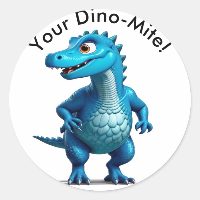 You're Dino-Mite! Personalise Edit Name Text Classic Round Sticker (Front)