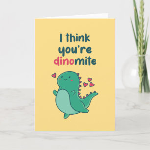 You're Dinomite Cute Dino Funny Valentine's Day Holiday Card