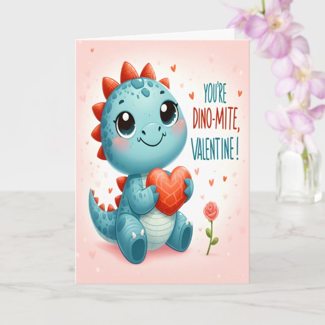 Youre Dinomite Valentine Cute Dinosaur Love  Card (Orchid)