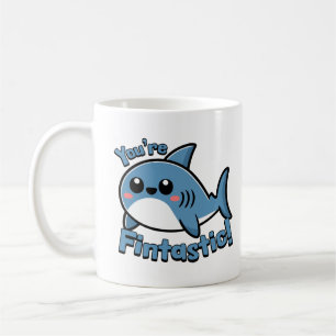 You're Fintastic! Cute Shark Pun Cartoon Coffee Mug
