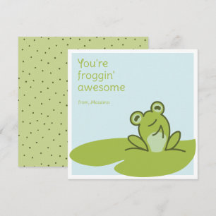 You're Froggin' Awesome Green Valentine Thank You Card