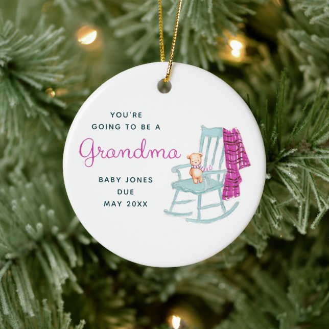 You're Going To Be A Grandma Personalised Bear Ceramic Ornament (Tree)