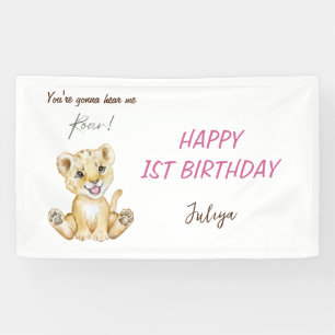 You're gonna hear me roar 1st Birthday Banner