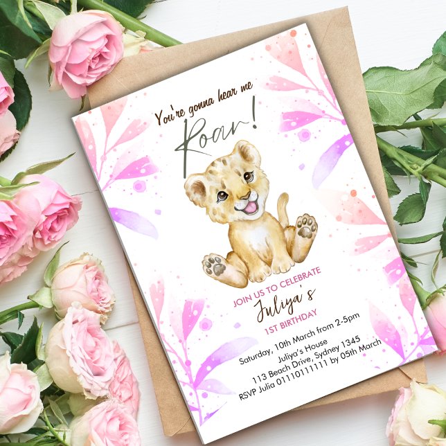 You're gonna hear me roar 1st Birthday  Invitation (Creator Uploaded)