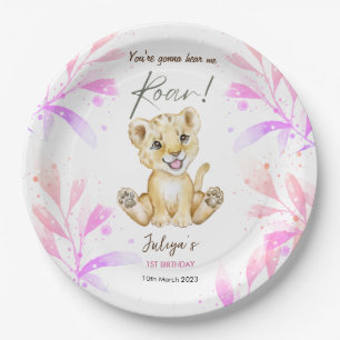 You're gonna hear me roar 1st Birthday  Paper Plate