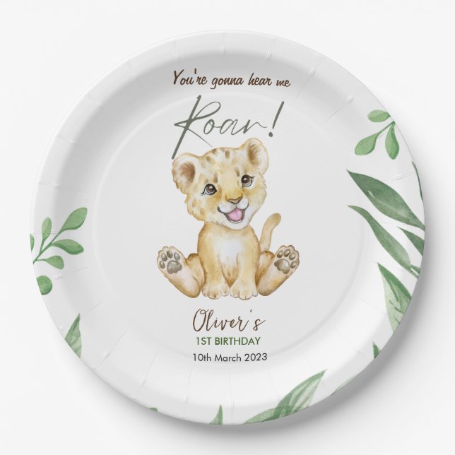 You're gonna hear me roar 1st Birthday  Paper Plate (Front)