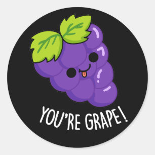 You're Grape Funny Fruit Pun Dark BG Classic Round Sticker