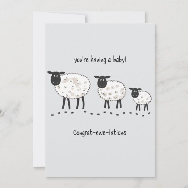 You're Having A Baby Congrat- Ewe-lations Pregnant Holiday Card (Front)